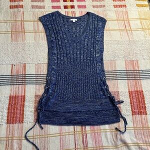 Blue Knit Sleeveless Top